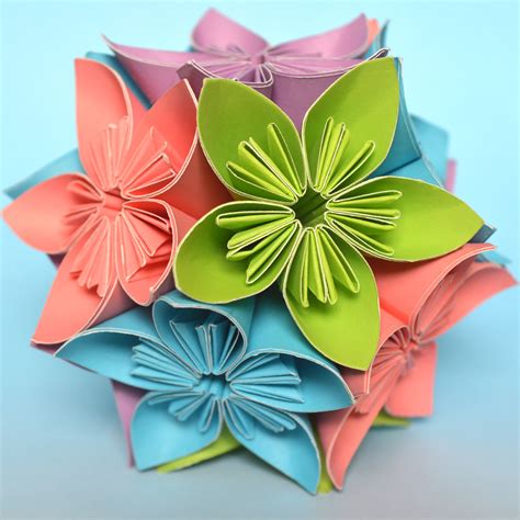 Origami Flowers. Origami flowers can be really beautiful. They can also be really intricate. They make great gifts for Valentine's Day, Mother's Day, Father's Day, birthdays, etc. The kusudama flowers can be glued to make a flower ball and they can be used as decoration or ornament pieces during the holiday season.